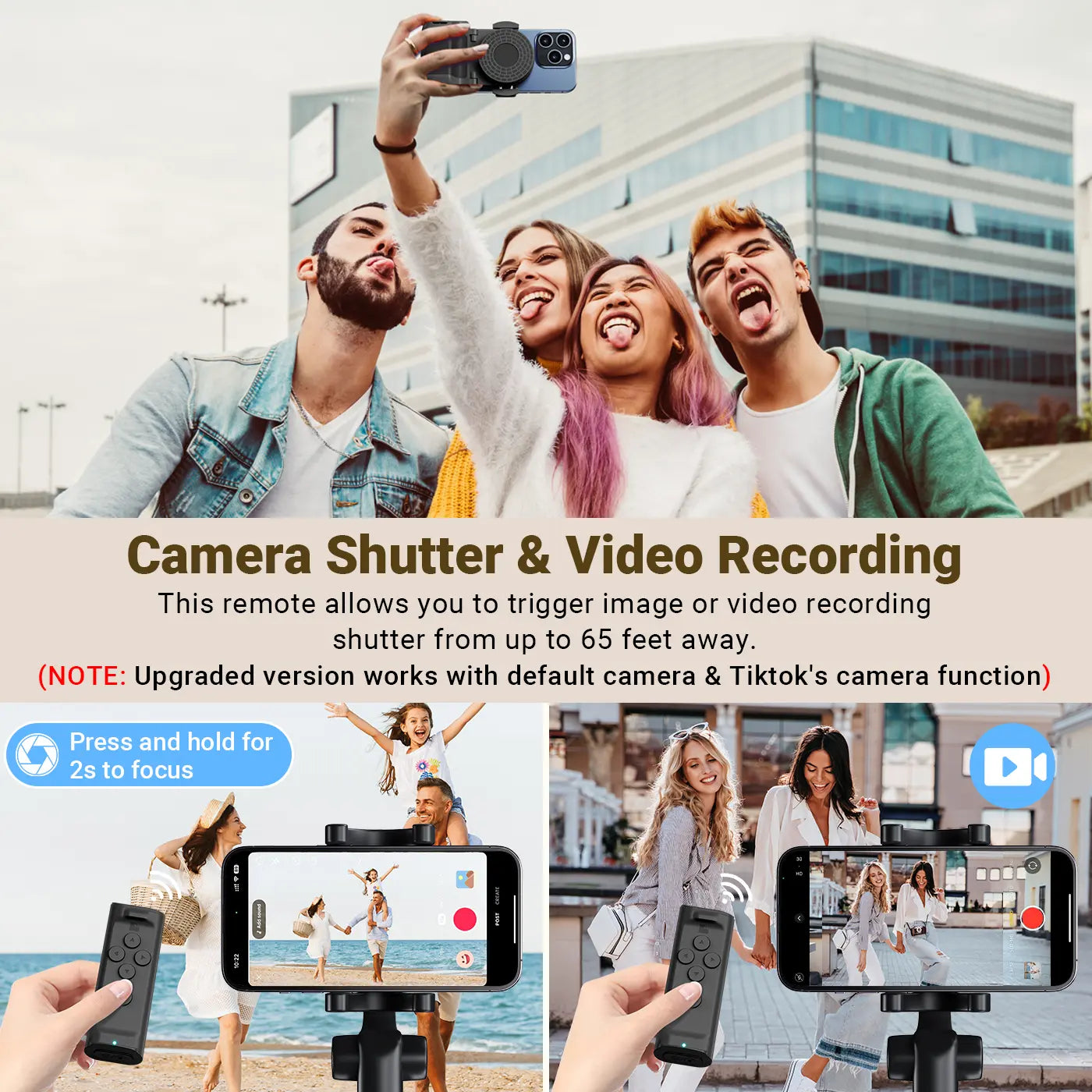 Remote Control for TikTok Scrolling with Phone Stand, Wireless Page Turner, Selfie Camera Shutter Video Recording for iOS Android