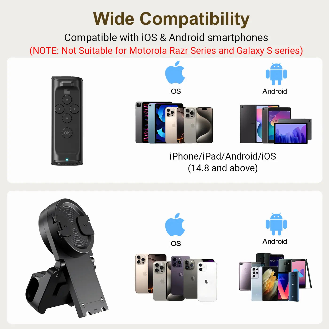 Remote Control for TikTok Scrolling with Phone Stand, Wireless Page Turner, Selfie Camera Shutter Video Recording for iOS Android