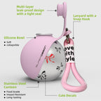 Round Stainless Steel Dog Water Bottle - 27oz Leak-Proof Portable Pet Travel Flask with Wide Drinking Bowl