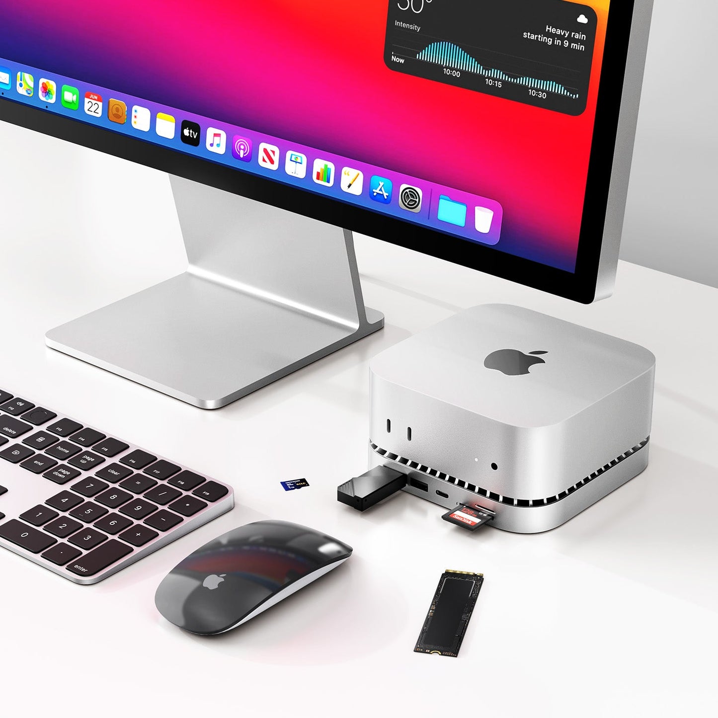 New M4/2024 Mac Mini Hub & Stand with NVMe/ M.2 SATA SSD Enclosure for All New Mac Mini M4/M4Pro