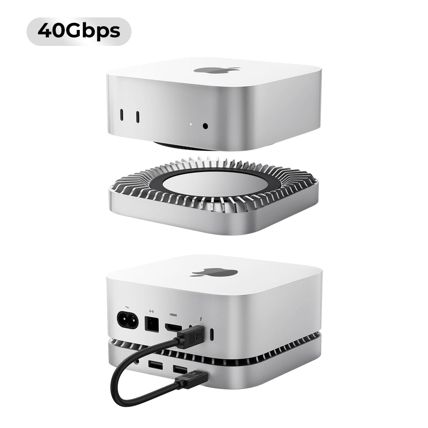 New M4/2024 Mac Mini Hub & Stand with NVMe/ M.2 SATA SSD Enclosure for All New Mac Mini M4/M4Pro