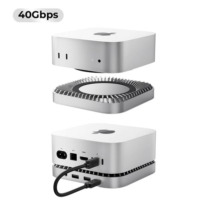 New M4/2024 Mac Mini Hub & Stand with NVMe/ M.2 SATA SSD Enclosure for All New Mac Mini M4/M4Pro