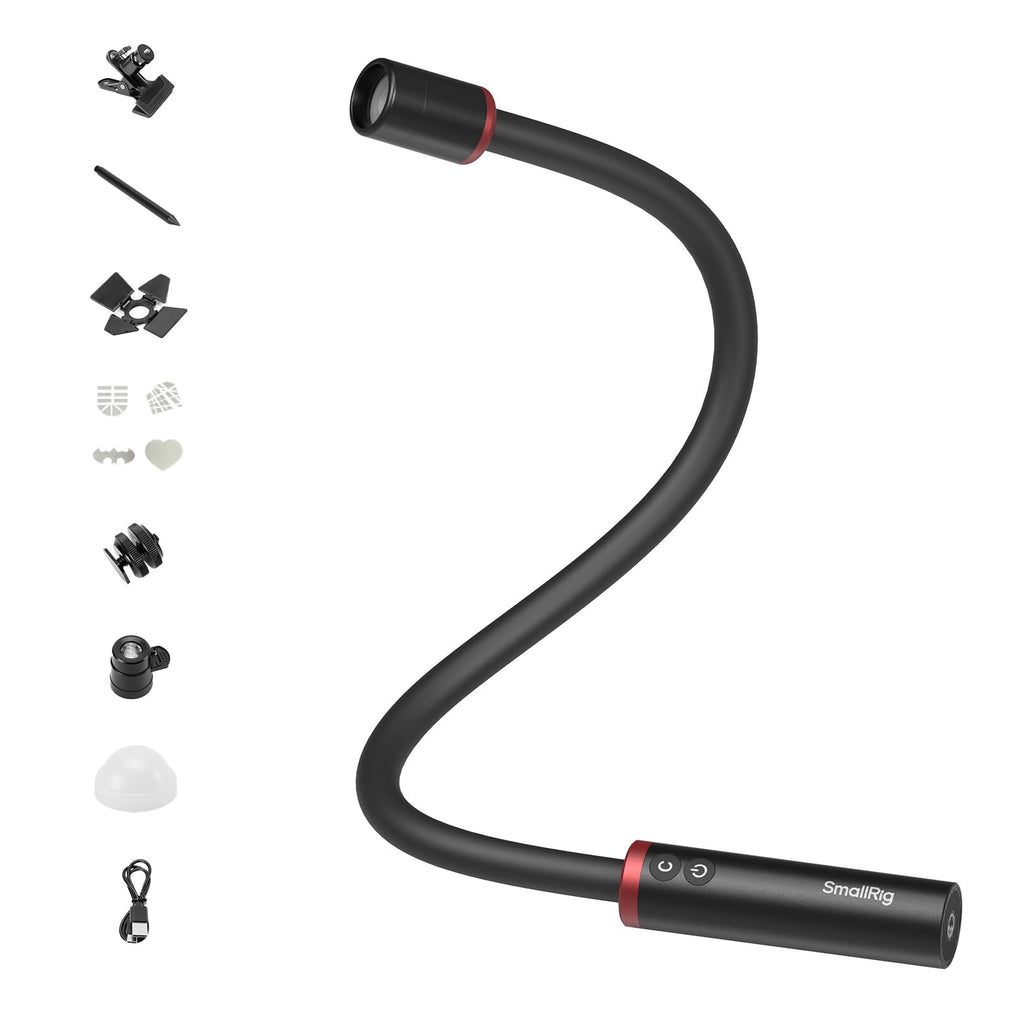 RM 03 Makro-Foto-LED-Leuchte für Pilze und Miniaturen, 5 Farben CRI95, flexibler Arm, Diffusor