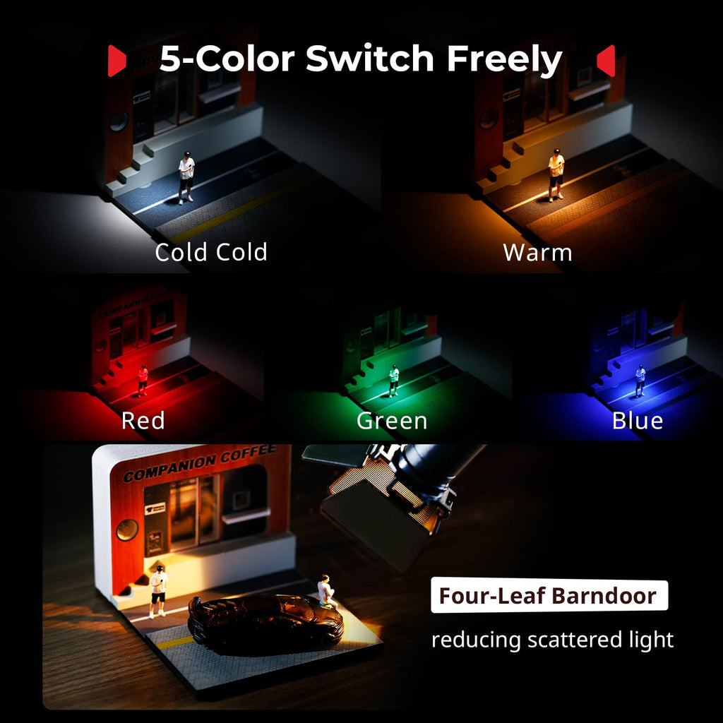 RM 03 Makro-Foto-LED-Leuchte für Pilze und Miniaturen, 5 Farben CRI95, flexibler Arm, Diffusor