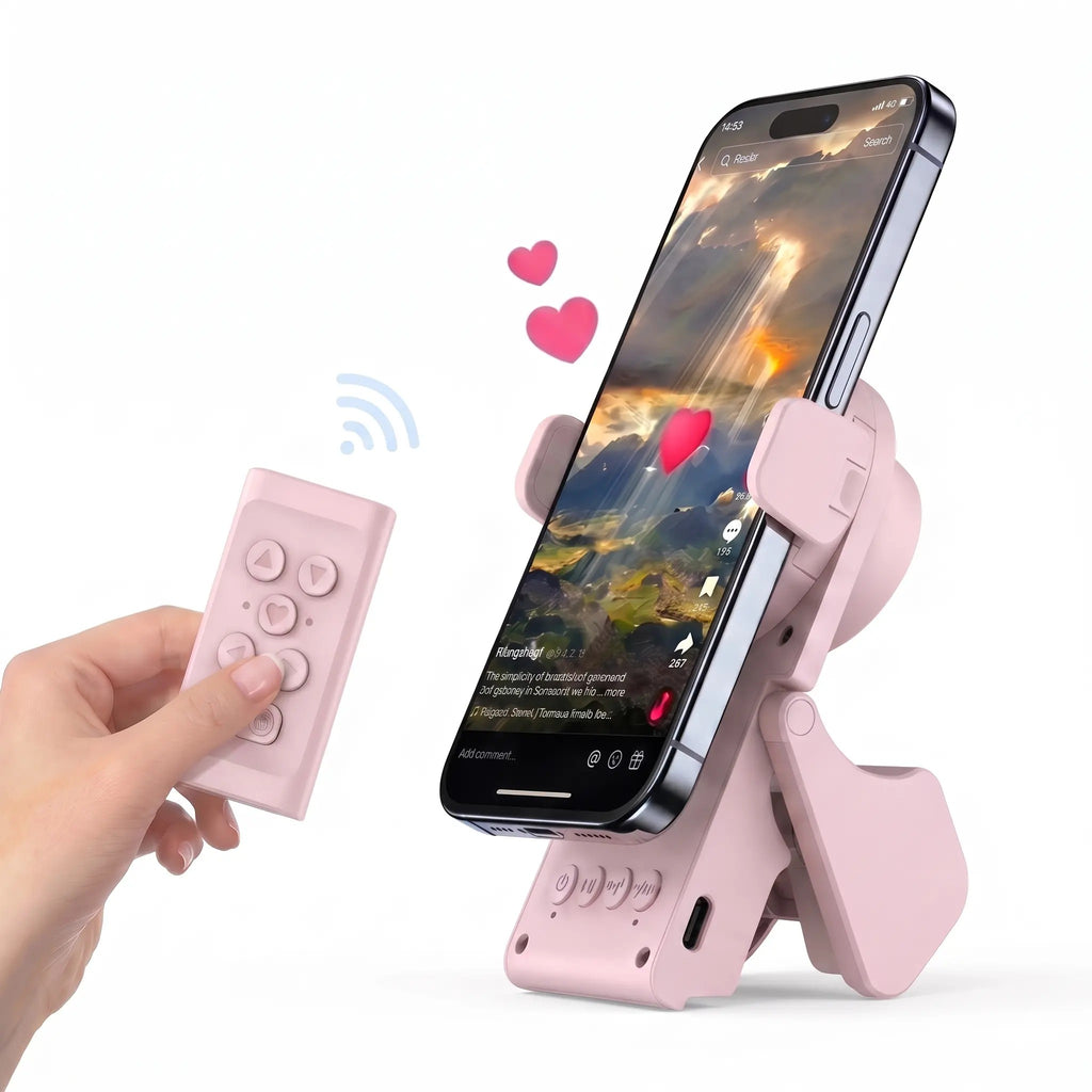 Fernbedienung für TikTok-Scrolling mit Handy-Ständer, kabelloser Seitenumblätterer, Selfie-Kamera-Auslöser, Videoaufnahme für iOS und Android
