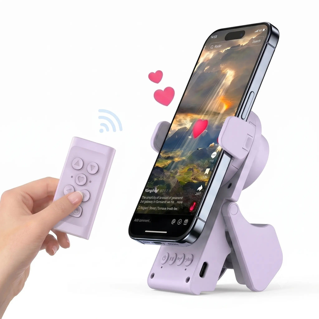 Fernbedienung für TikTok-Scrolling mit Handy-Ständer, kabelloser Seitenumblätterer, Selfie-Kamera-Auslöser, Videoaufnahme für iOS und Android