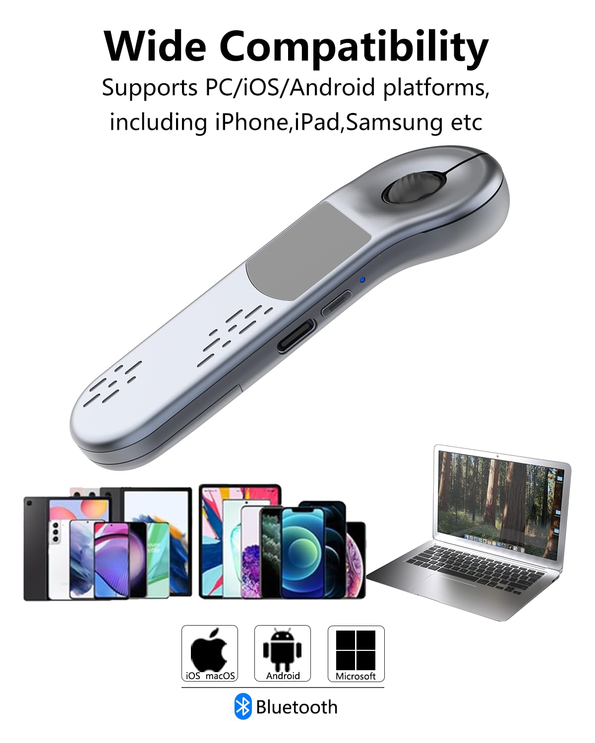 Air Mouse Rechargeable Wireless Presenter with Touchpad for PC/Laptop/iOS/Android, Bluetooth Remote Control for PowerPoint/Keynote/TikTok/Camera/Kindle App