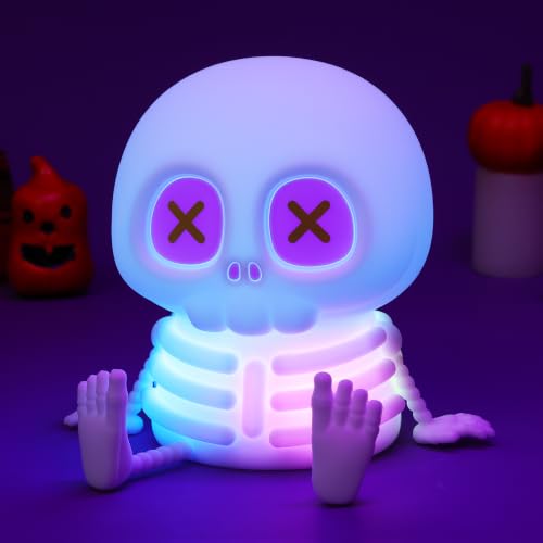 Kokogol BooGlow Skull Night Light – Rechargeable Color-Changing Silicone Lamp