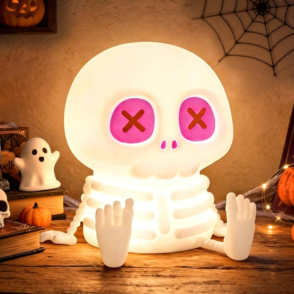 Kokogol BooGlow Skull Night Light – Rechargeable Color-Changing Silicone Lamp