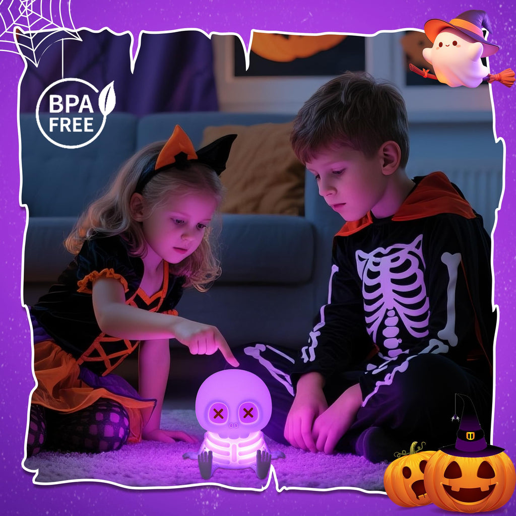 Kokogol BooGlow Skull Night Light – Rechargeable Color-Changing Silicone Lamp