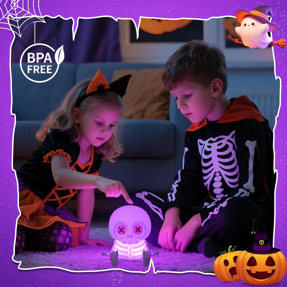 Kokogol BooGlow Skull Night Light – Rechargeable Color-Changing Silicone Lamp