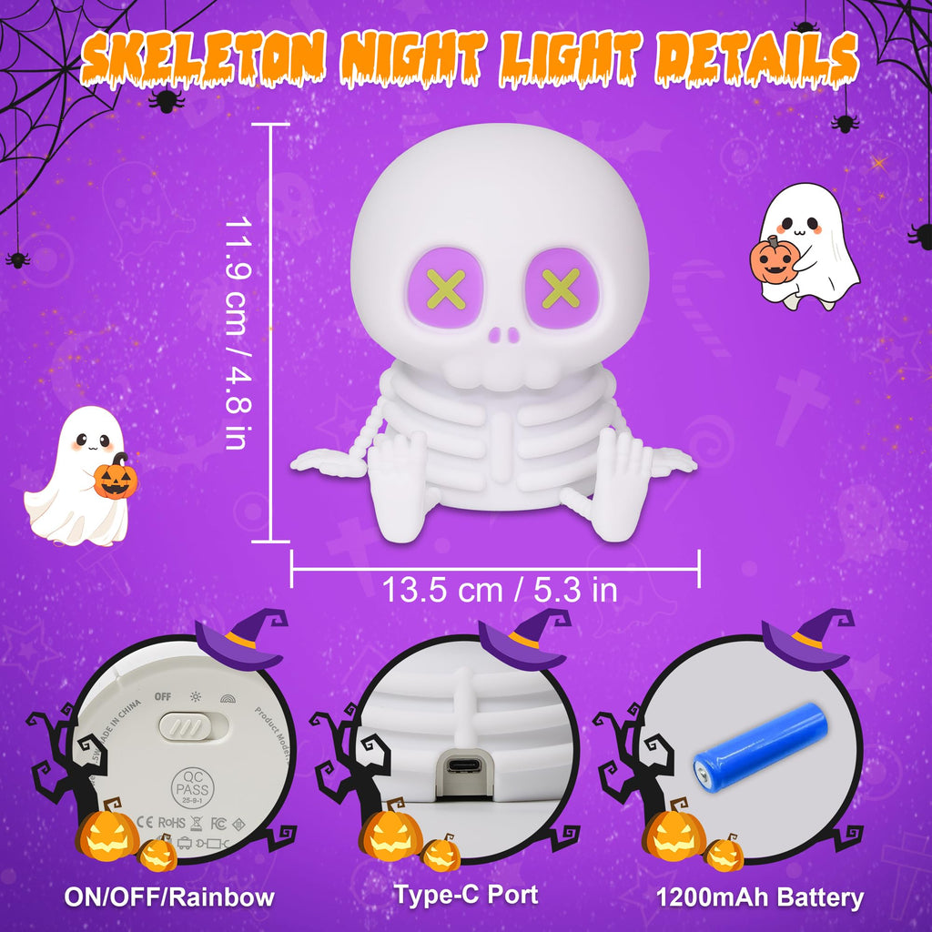 Kokogol BooGlow Skull Night Light – Rechargeable Color-Changing Silicone Lamp