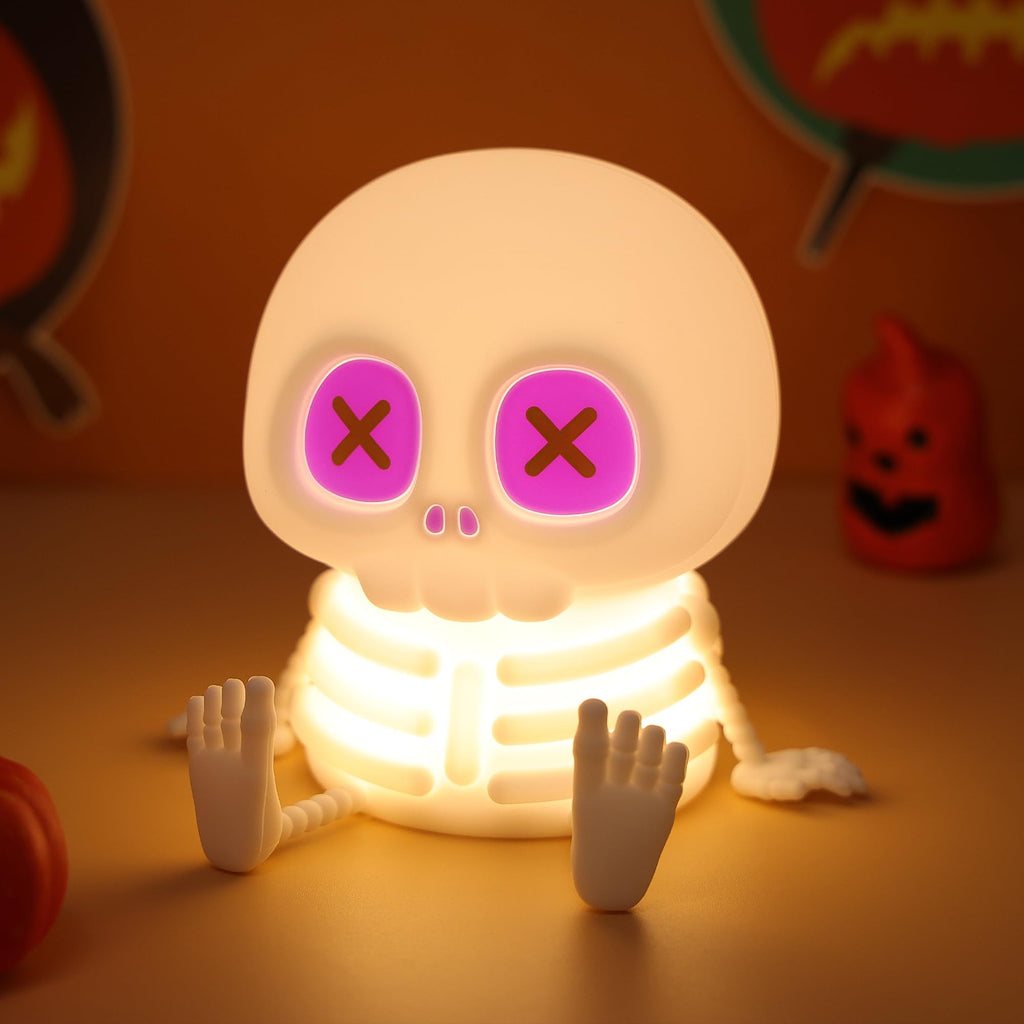 Kokogol BooGlow Skull Night Light – Rechargeable Color-Changing Silicone Lamp