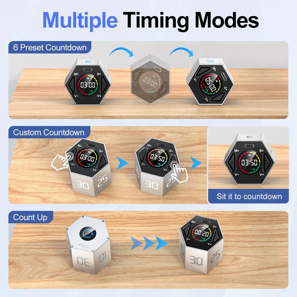 Pomodoro Timer Cube, Productivity Timer, Pause & Resume