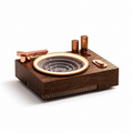 Vinyl record player white noise machine with water drop illusion in dark walnut wood