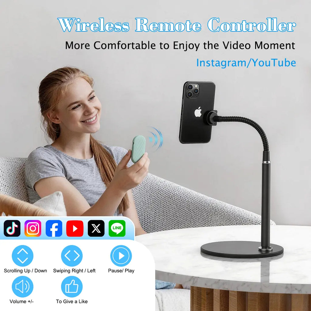 Bluetooth Remote for TikTok Scrolling, Page Turning, Volume Control & Camera Shutter | Hands-Free Phone Controller for iPhone & Android