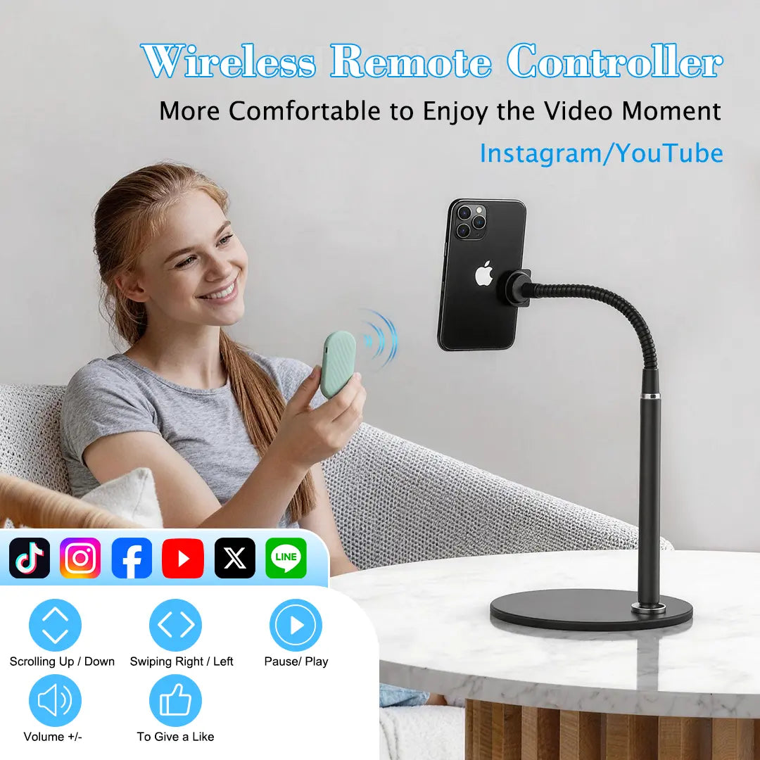 Bluetooth Remote for TikTok Scrolling, Page Turning, Volume Control & Camera Shutter | Hands-Free Phone Controller for iPhone & Android