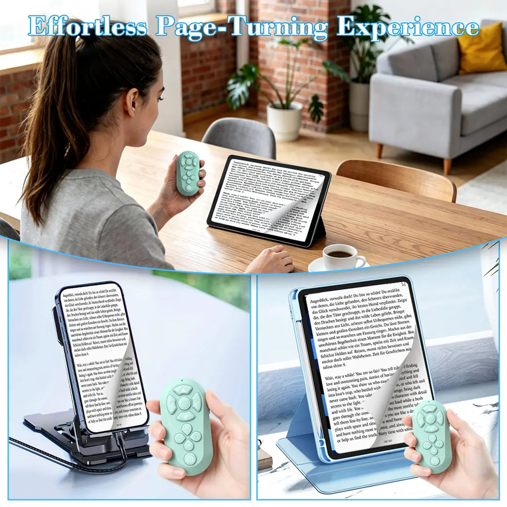 Bluetooth Remote for TikTok Scrolling, Page Turning, Volume Control & Camera Shutter | Hands-Free Phone Controller for iPhone & Android