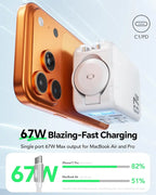67W blazing-fast charging - single port 67W max output for MacBook Air and Pro