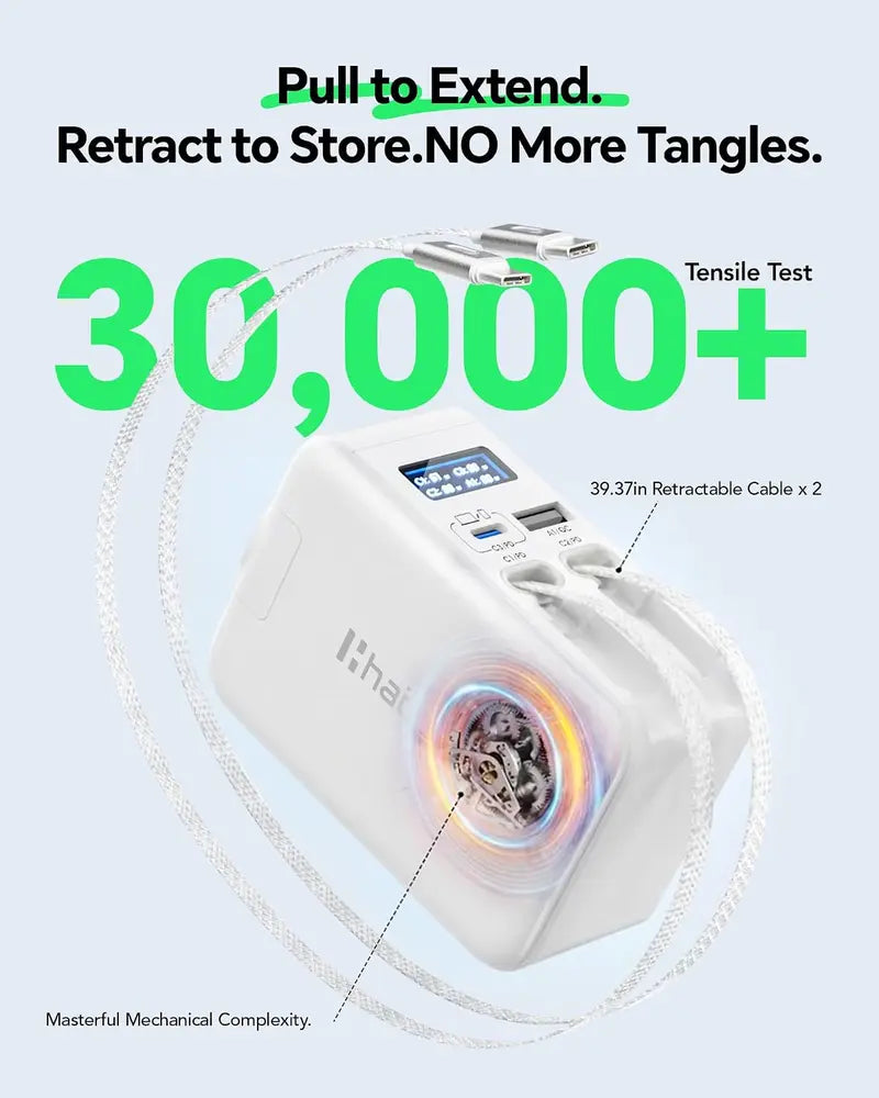 Pull to extend, retract to store - 30000+ tensile test retractable cables
