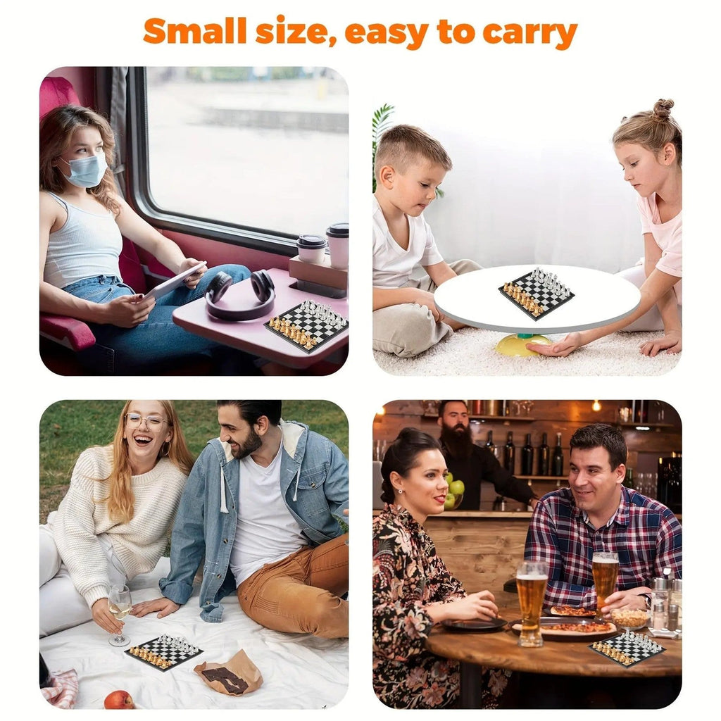 Mini magnetic chess set — small size, easy to carry: train, home, picnic, bar