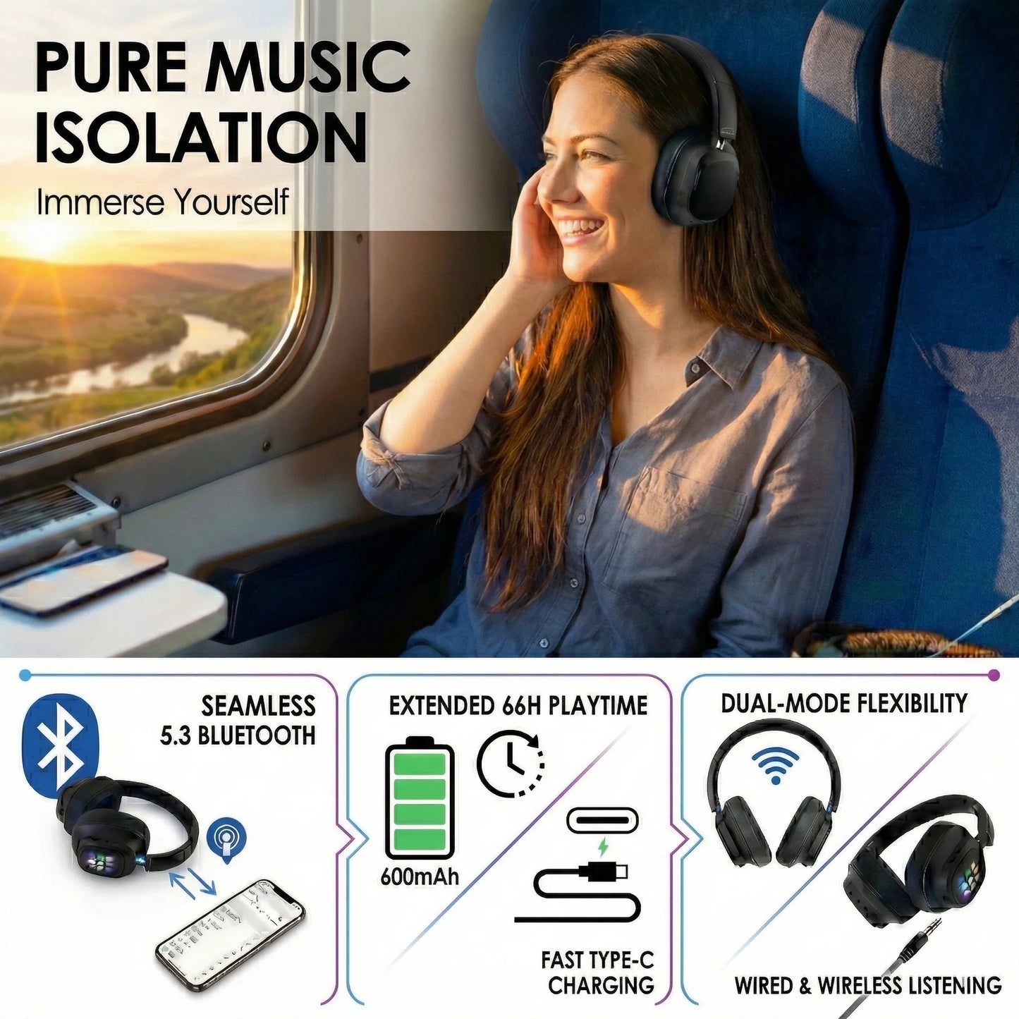 TouchScreen ANC Wireless Headphones