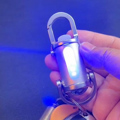 Mini Keychain LED Flashlight - Fast Charging Bi-Directional Output Work Light with Emergency SOS
