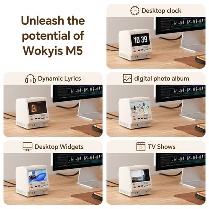 Retro Docking Station for Mac mini M4 with 5-inch Full HD Monitor and 10Gbps M.2 NVMe PCIe SSD Enclosure