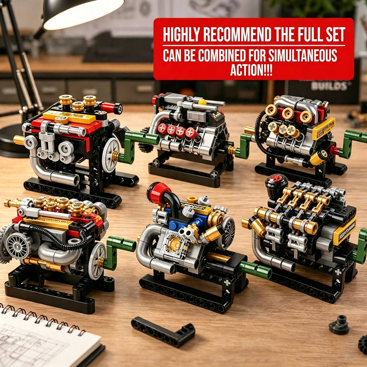 KOKOGOL Mini Engine Building Kit — 6 Working Engine Models That Link Together