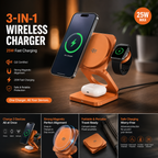 kokogol Qi2.2 Max | 25W Industrial Foldable 3-in-1 Magnetic Wireless Charging Station