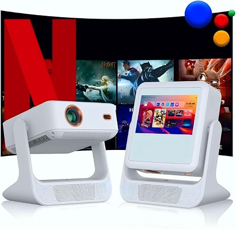 Smart Touch Screen Projector: Portable 4K Home Theater with Android OS, WiFi & Bluetooth