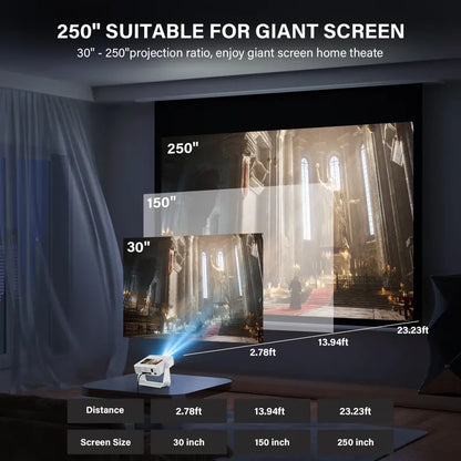 Smart Touch Screen Projector: Portable 4K Home Theater with Android OS, WiFi & Bluetooth
