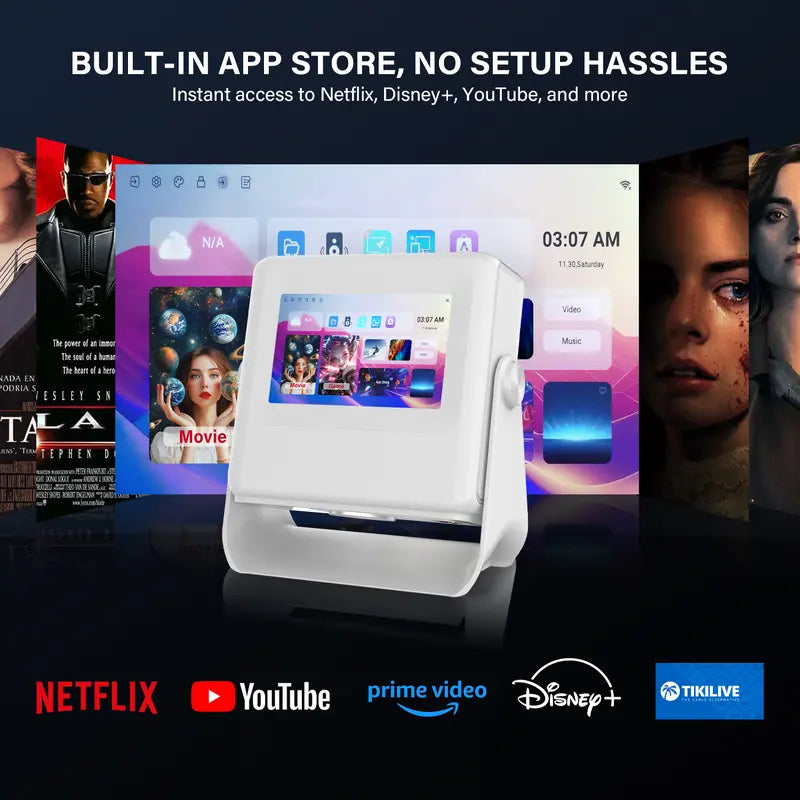Smart Touch Screen Projector: Portable 4K Home Theater with Android OS, WiFi & Bluetooth