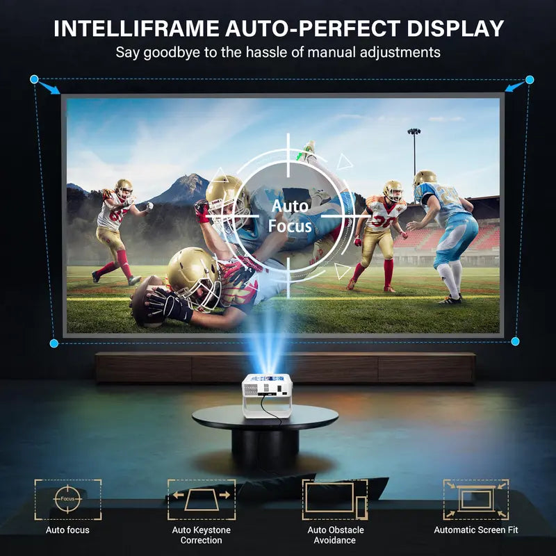 Smart Touch Screen Projector: Portable 4K Home Theater with Android OS, WiFi & Bluetooth