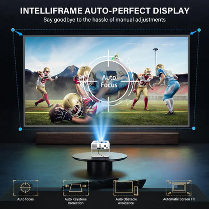 Smart Touch Screen Projector: Portable 4K Home Theater with Android OS, WiFi & Bluetooth