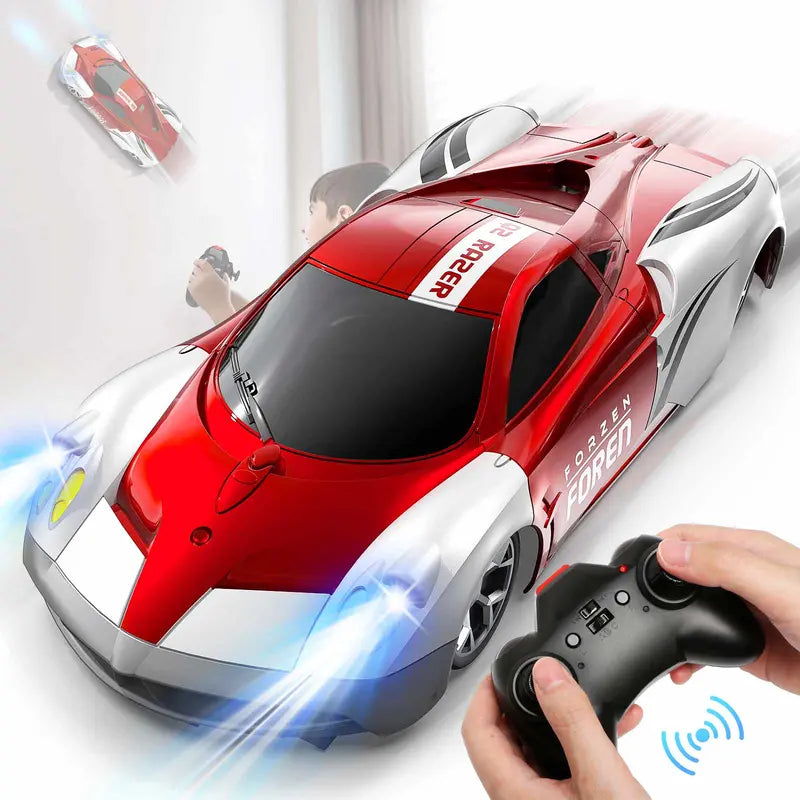 Red wall climbing RC car - drives on walls and ceilings, remote control included