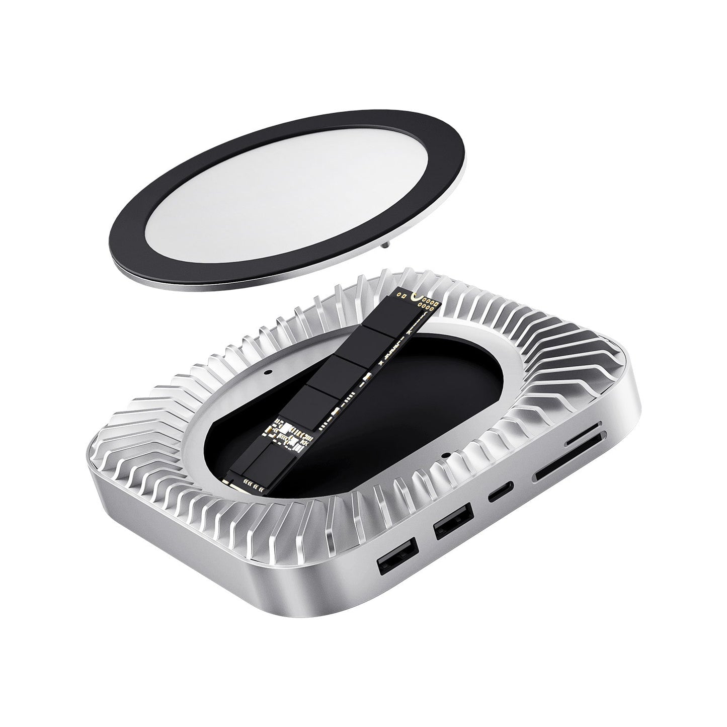 New M4/2024 Mac Mini Hub & Stand with NVMe/ M.2 SATA SSD Enclosure for All New Mac Mini M4/M4Pro