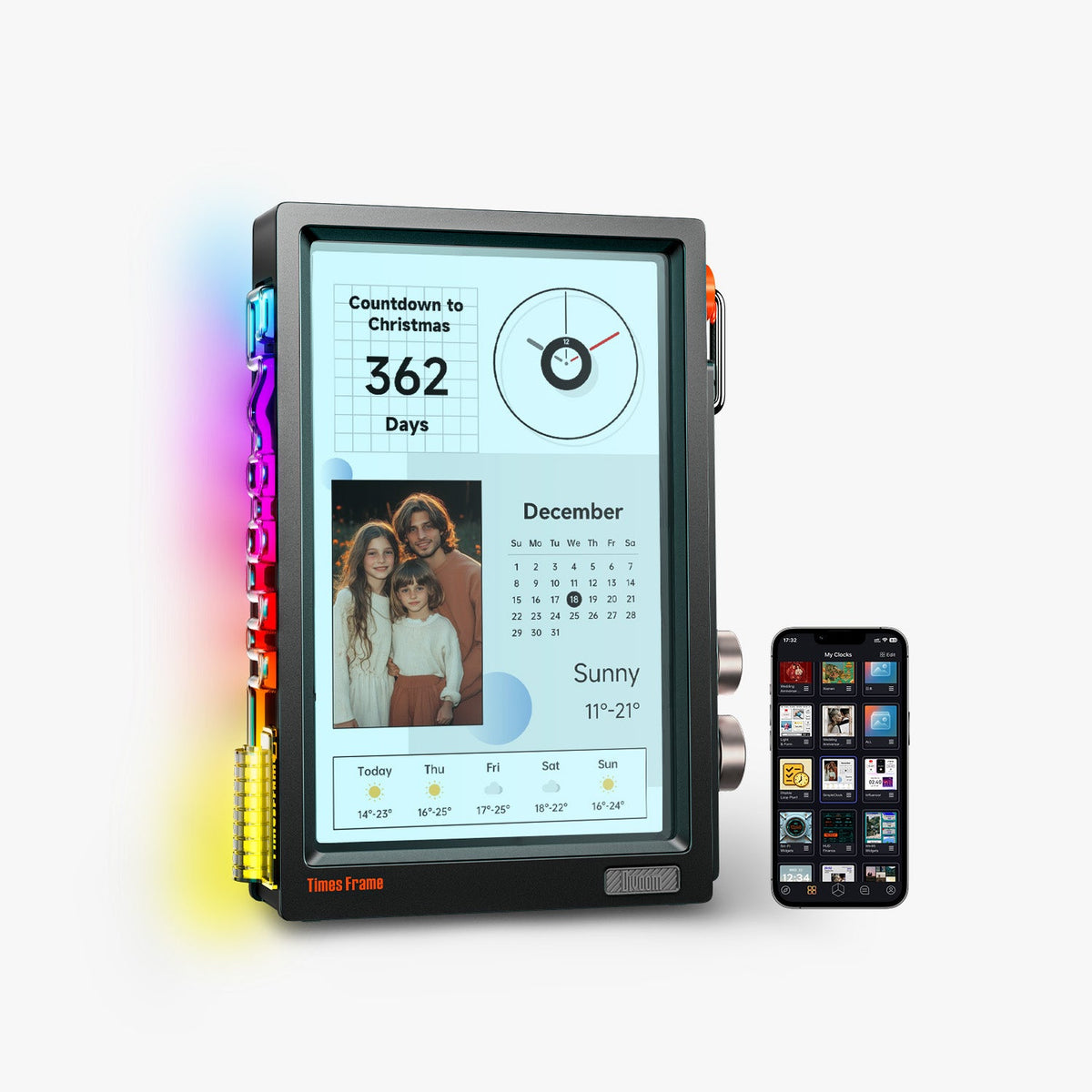 Times Frame — WiFi Smart Digital Photo Frame, 10.1" Transparent Floating Desk Display